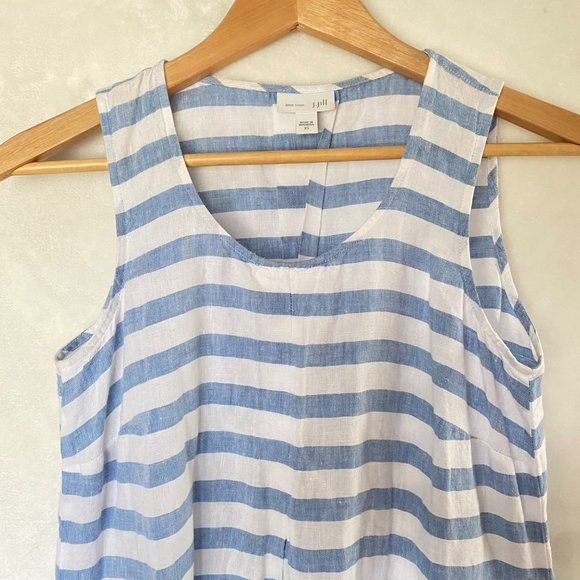 J.jill "love linen" long tank striped maxi tank‎ dress XS Perfect Love +pockets - Picture 5 of 14